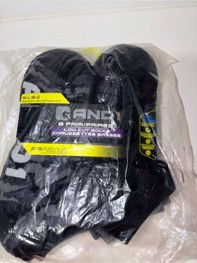 AND1 Boys Low Cut Athletic Socks 8-Pack Size M-L (Shoe Size 4-10) NWT